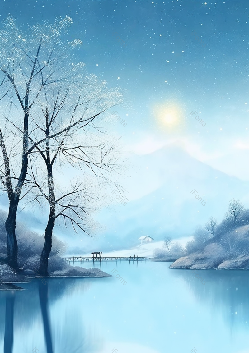 冬天国风山水雪景插画背景,插画/手绘图,插画/手绘图库,插画/手绘图下载,插画/手绘